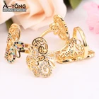 Rings Ring Gold Fashion Ladies Designer Rings Copper CZ Ring Women 24k Gold Butterfly Flower Ring