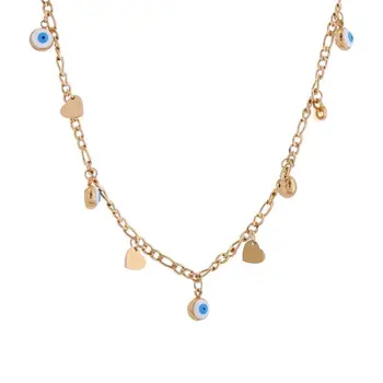 Three-dimensional star set rhinestone titanium steel necklace women's light and delicate fashion drip oil blue pendant jewelry