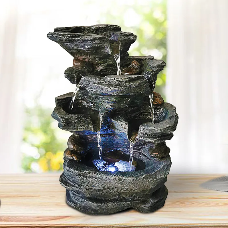 small waterfall fountain with led lamp