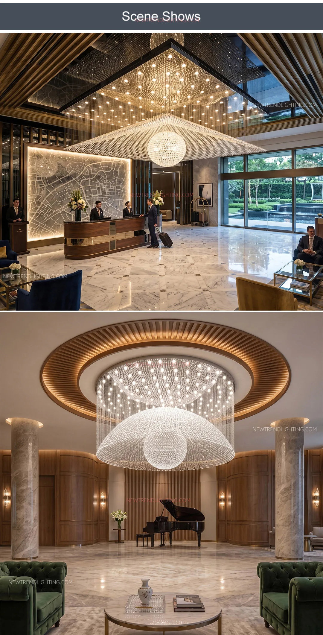 cpl 522 custom cascading crystal chandelier luxury architectural led lighting manufacturer for hospitality projects-4