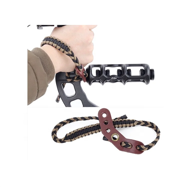 Archery Compound Bow Vibration Dampening Stabilizer Leather Wrist Sling Strap 
