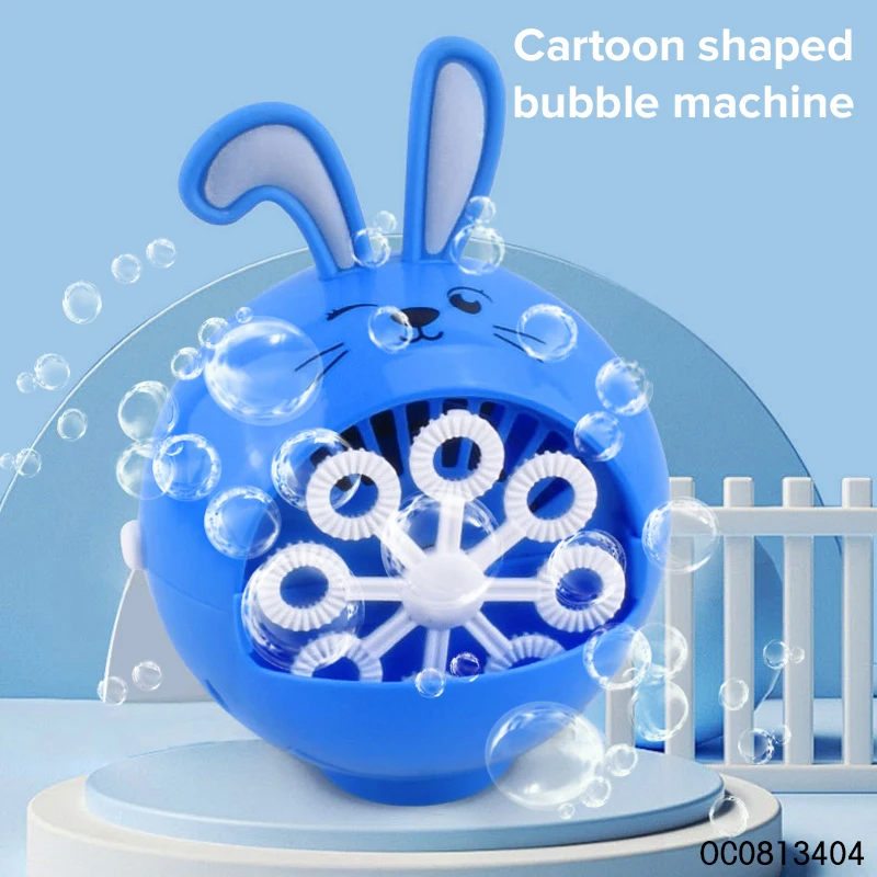 Blue rabbit electric bubble blower machine for children bubble toys with 60ml bubble solution