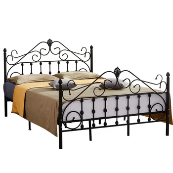 Hot sale Metal Bed with Modern design King Size Iron Bed Frame for Home Bedroom Furniture Hostel Wrought Metal Bed