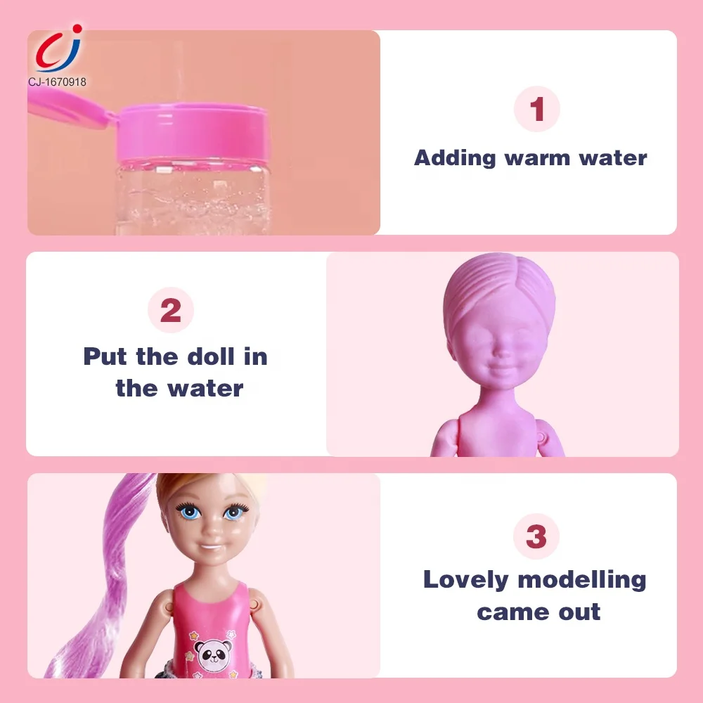 Girls Popular Game DIY Plastic Pretty Water Color Changing Dolls Play Set For Children