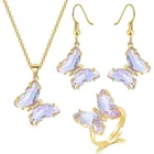 Jewelry Custom Women Necklace Charm Earrings Diamond Butterfly 4 Piece Cheap Fashion 18K Gold Plated Jewelry Sets