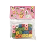 Beads With Alphabet Cube Colored Wooden Beads With English Letters Alphabet Dice 10mm