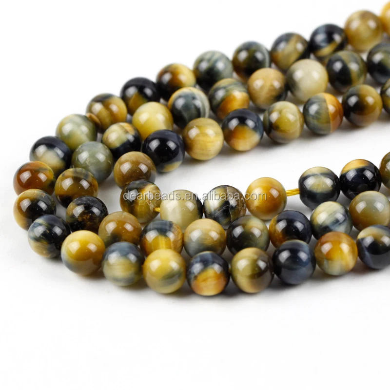 Natural AAA Grade Dream Lace Gold Blue Tiger's Eye Round Jewelry Making Beads 