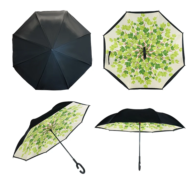 Customized Wholesale Inside Out Supplier Sunshade Windproof Colorful Reverse Inverted Umbrella With Logo Printing