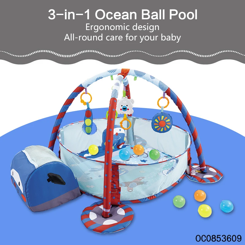 New bron baby all items plastic foldable baby gym activity play mat with 30pcs ocean ball