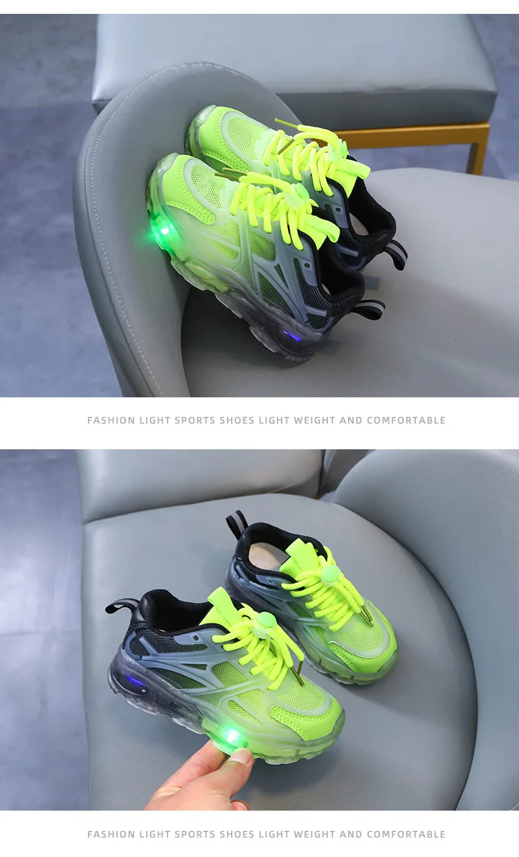 High Quality LED Light Children's Court Sneakers Breathable Lightweight Mesh Shoes for Boys and Girls Daddy Shoes details