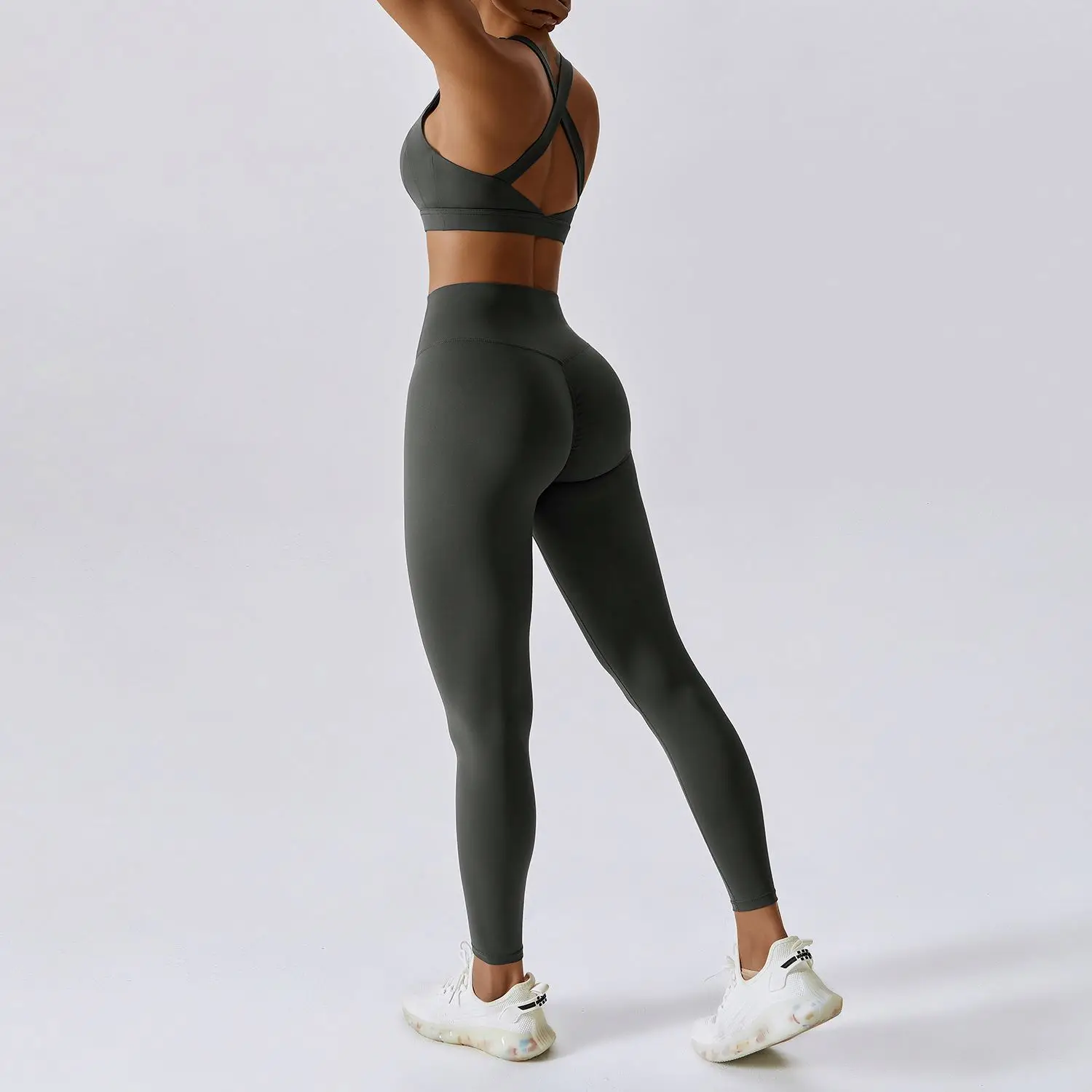 ECBC  New arrival sexy strap back sports bra & workout leggings pants 2-piece women yoga set