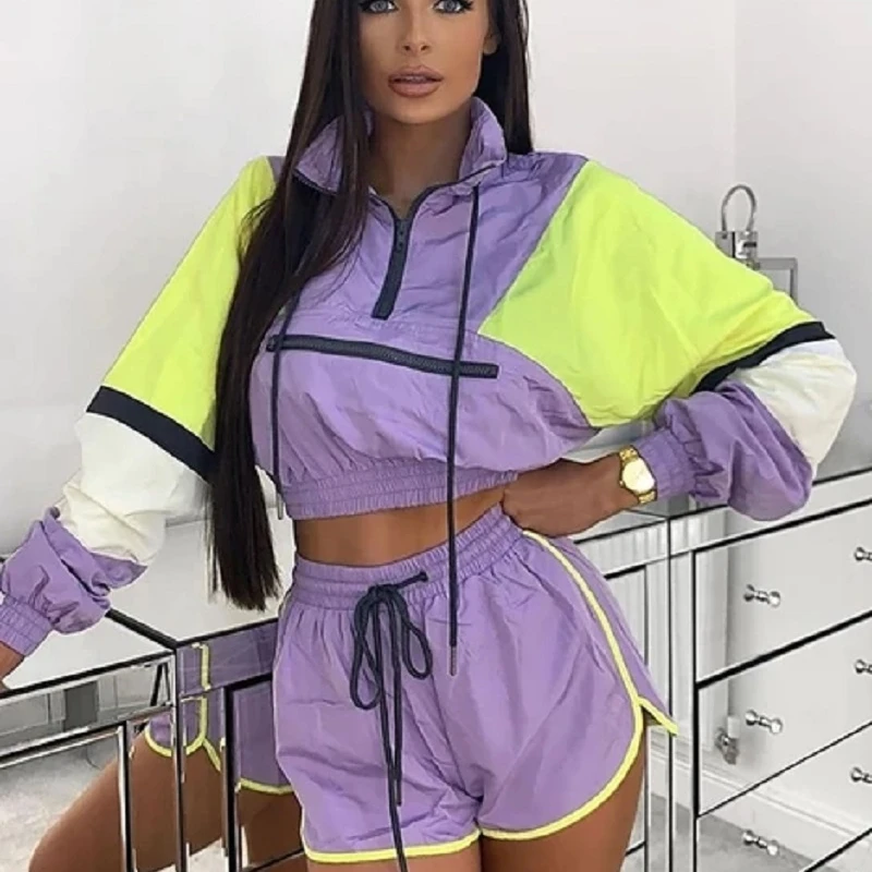 purple cropped windbreaker