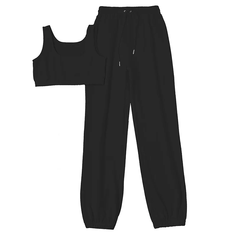Spring Fall European Women Fashion Casual Solid Color With Pockets Pants Sports Sweatpants Sets