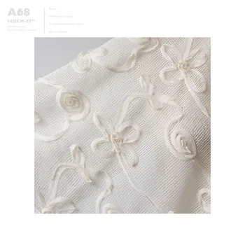 Polyester See-Through Hollow Fabric 3d Mesh Floral Grid Embroidery knitted Fabrics For Clothing Curtain Wedding Dress