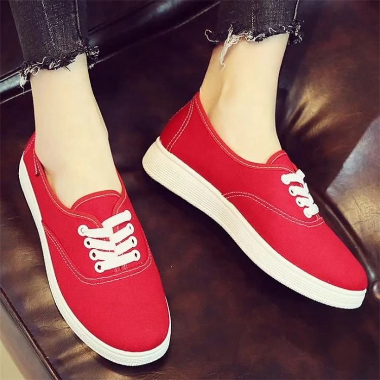 free sample new design ladies casual shoes women lace up canvas shoes