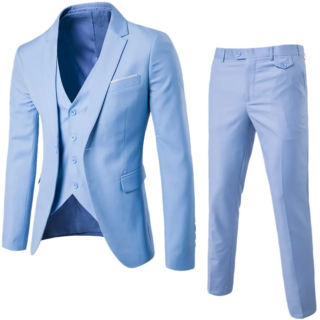 3 Piece Men's Wedding Suits Slim Business Office Jackets Sets Plus Size Blazer+ Pants + Vest for Men