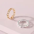 Ring Simple Style Hip-Hop Hollow Stainless Steel Jewelry Chain Shape Ring Cuban Link Finger Ring