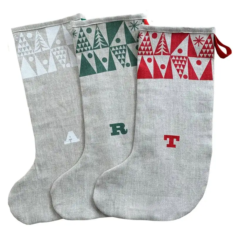 stocking handmade in natural linen blank christmas socks