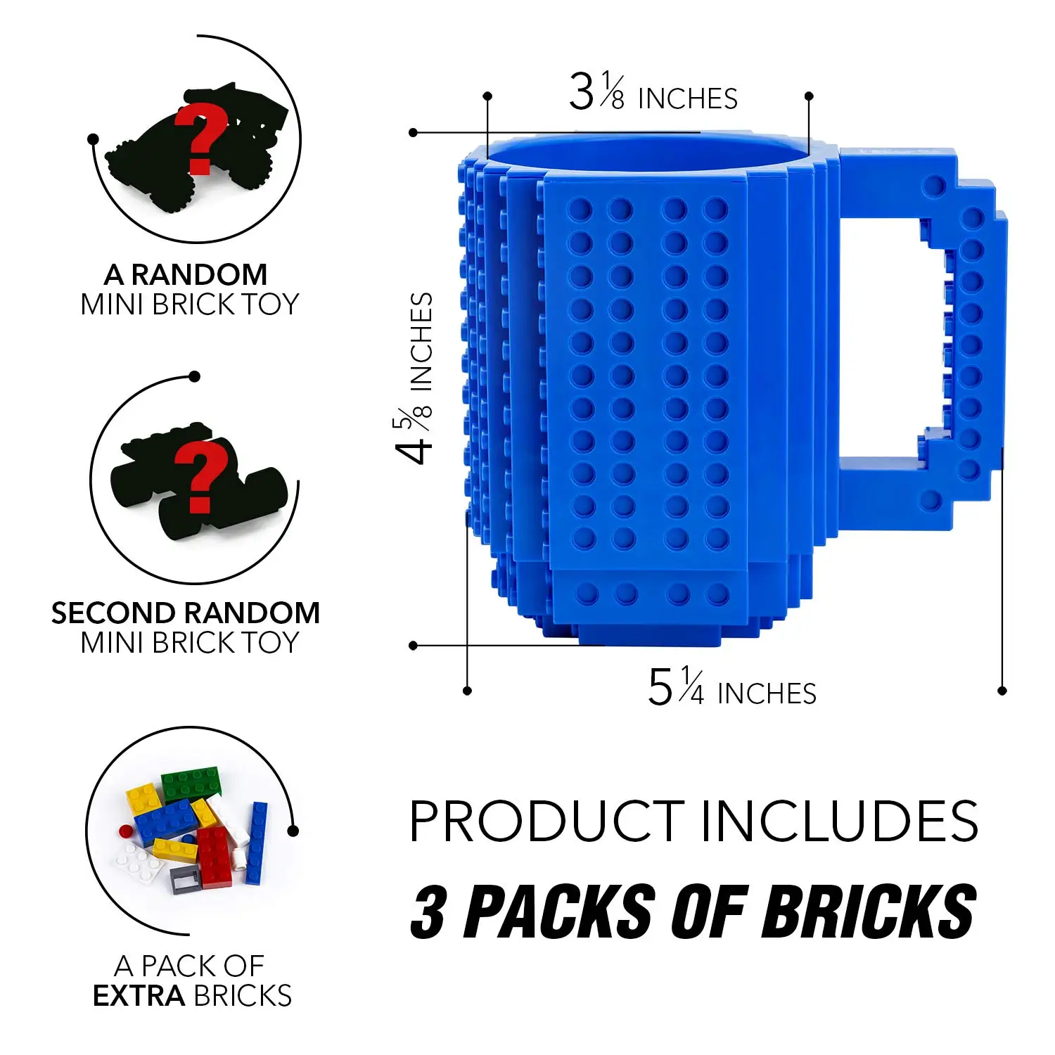 Build-on Brick Coffee Mug Funny DIY Novelty Cup with Building Blocks Creative for Kids Men Women Xmas Birthday