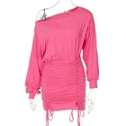 Wholesale New Trend Color Slim Fit Vestidos Pleated Mujer Drawstring Long Sleeve Mini Sexy Club Dress
