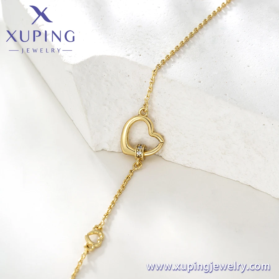 X000772387 xuping jewelry New Simple 14K Gold Color Heart Necklace Elegant Fashion Creative Women Daily Necklace