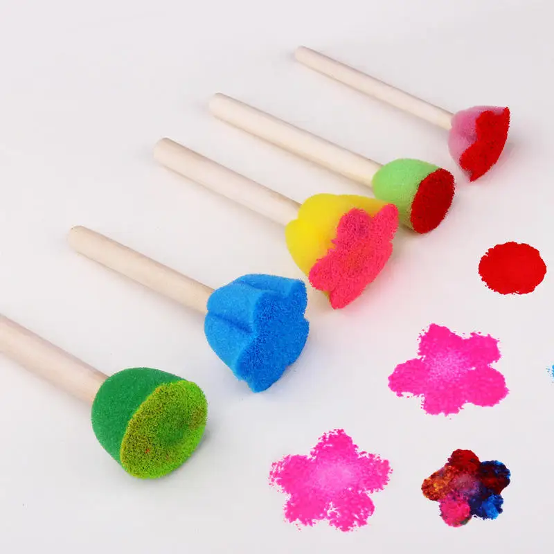 MB1 5Pcs Educational Art Craft Creativity Children Paint Toys Kids Drawing Toys Sponge Stamp Brush Kits Flower Drawing Toys