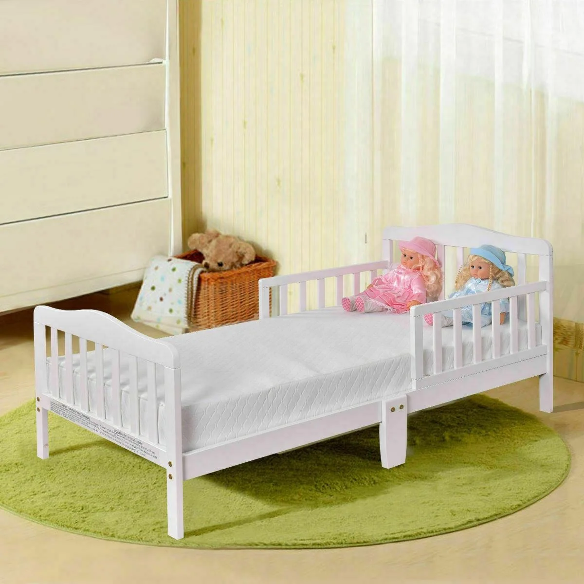 NOVA Kids Bedroom Furniture Wood Safety Guardrail Toddler Bed Frame For Boys And Girls