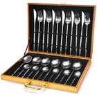 Cutlery Amazon Hot Classic 16/36 Piece Gold Stainless Steel Cutlery Set With Wooden Box