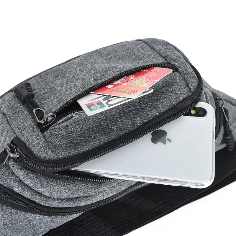 Customizable women's belt purse Zipper Travel Hiking Waterproof leisure large capacity phone canvas Fanny pack