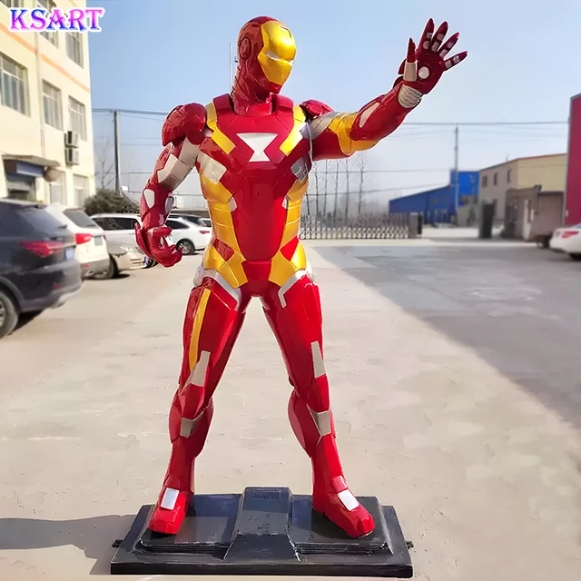 Sell life-size Iron Man superhero sculpture Durable fiberglass resin craft statue of Spider-Man Iron Man Black Widow Thor