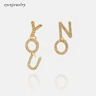 Stud Earrings 26 Letter Alphabet White Cz Stud Earrings 18k Gold Plated Magical Jewelry DIY Initial Earrings
