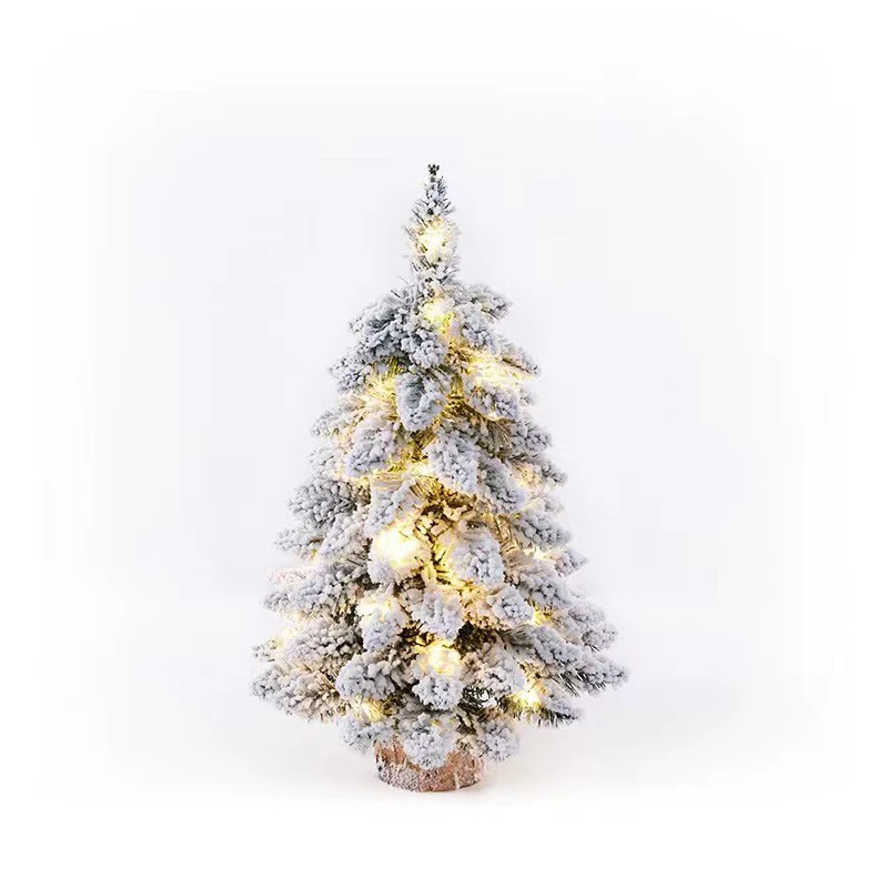 Custom 45cm Flocked Snow Artificial Christmas Tree Creative Personality Tabletop Decoration for Gift manufacture