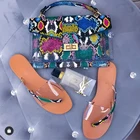 Purse Lady's Matching Slippers And Bag Purse Set Fashionables Snake Print Handbag And Shoes