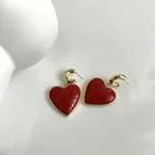 Heart Drop Earrings Vershal Hot Sale New Fashion Little Red Heart Gold Plated Drop Earrings For Women