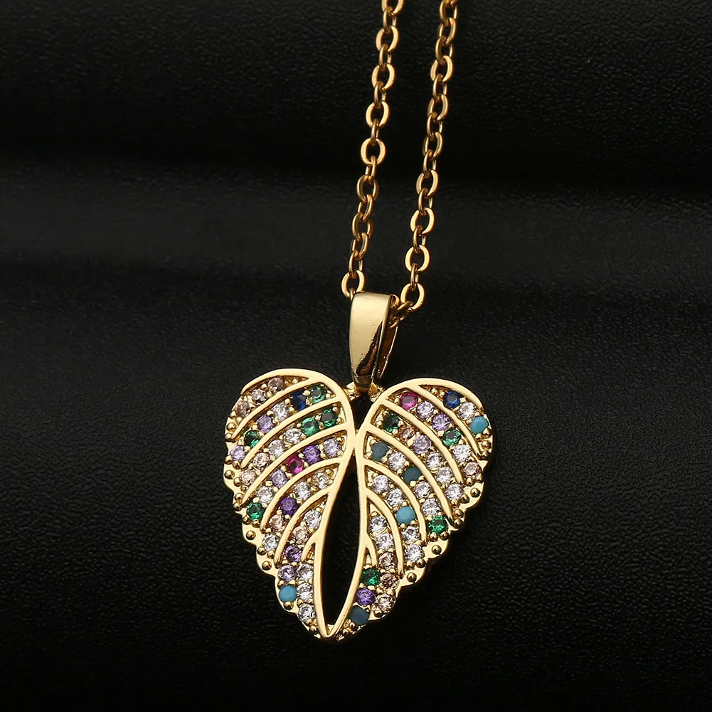 Hot selling heart wings pendant necklace claw setting mother's day gift fashion simple women's accessories