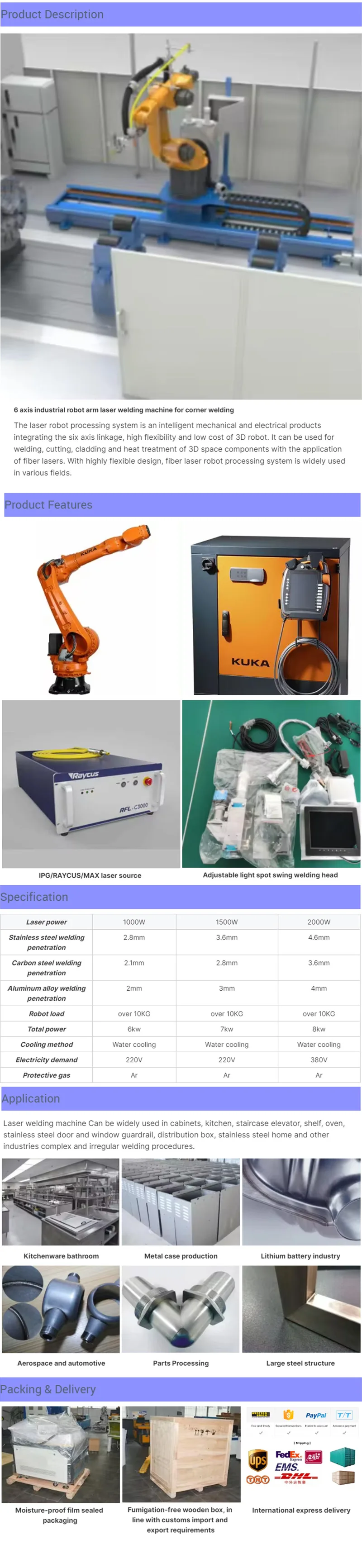 1500W Full Automatic 6 Axis Robot Laser Welding Machine High Efficient Mechanical Arm Laser Welding Manipulator New Condition