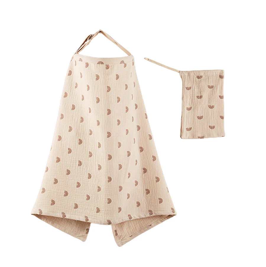 Customized logo nursing apron shawl cloth combed cotton muslin nursing cover for breast feeding with storage bag