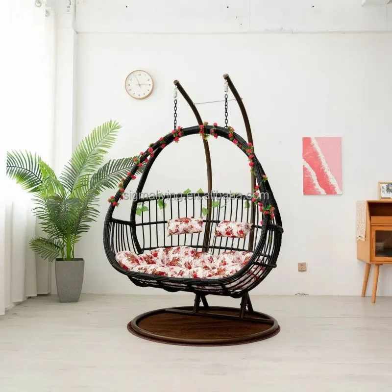 Fashion Style Egg Shape Hanging Chair Outdoor Furniture Garden Rattan Swing Chair