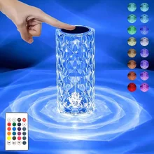 LED Rose Table Lamp Crystal Touching 16 Color Rose Shadow Color Changing Bedside Night light With Remote Control