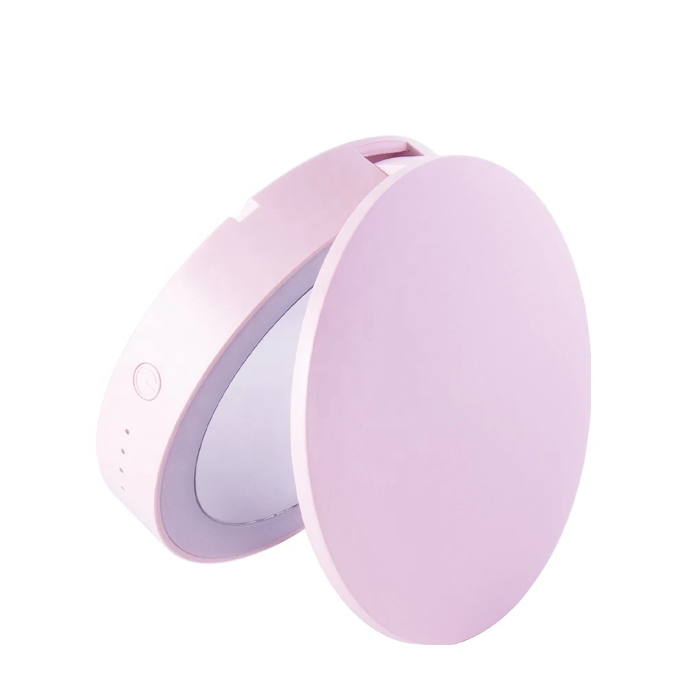 Power Bank Handheld Mirror With Led Lights Makeup Mirror Mobile Changer