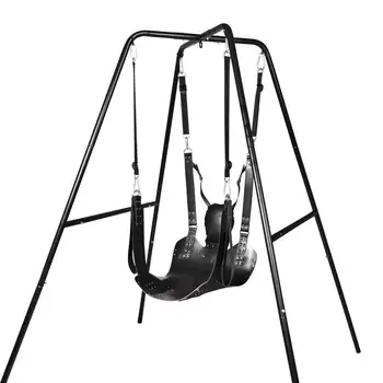 MOGlovers BDSM Leather Hanging Love Chair Swing Toys Large Bondage furniture Metal Frame Stands for Safe ing