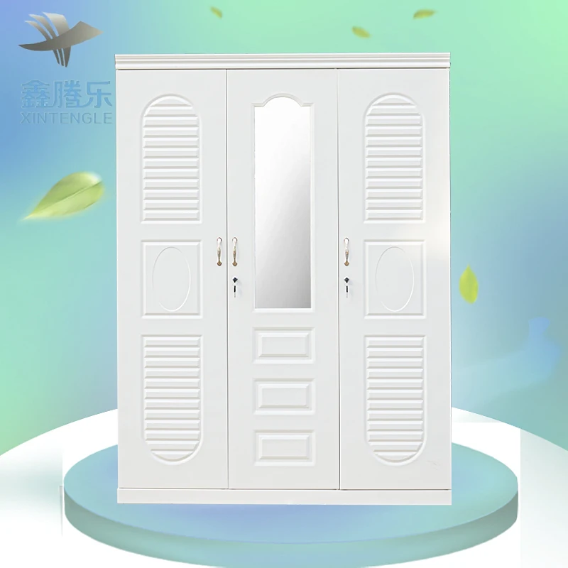 Factory Wholesale Modern 3-Door Metal Wardrobe Garde-robe Metallique Lemari Pakaian Besi Armadio for Kids Bedroom Home Furniture