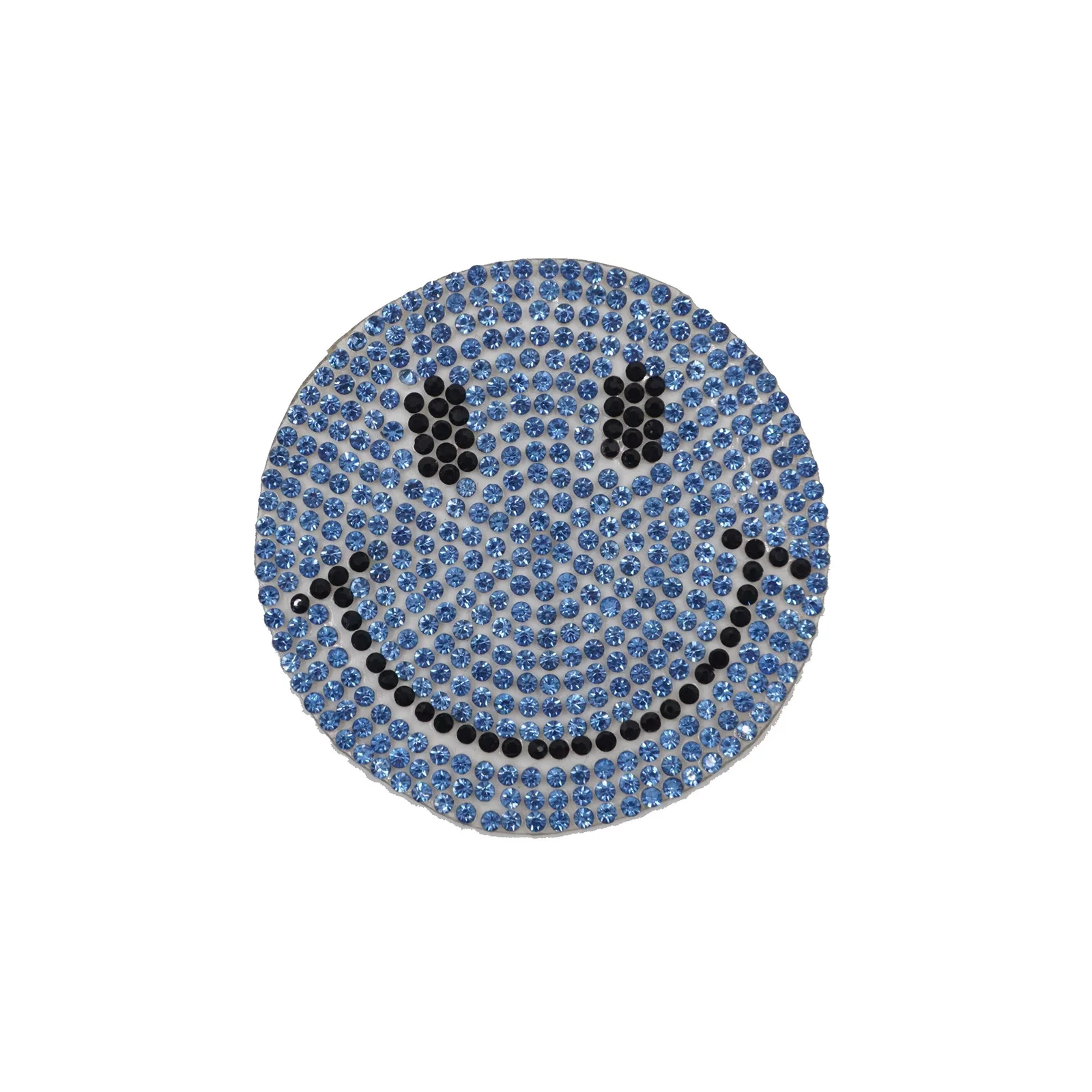 Baseball ready design free sample iron on colorful smiley face rhinestone luxury patches