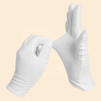 GM1001 White PVC Coated Cotton Gloves Anti-Slip Etiquette Jewelry Sweatcloth for Driving Inspection Entertainment Parades