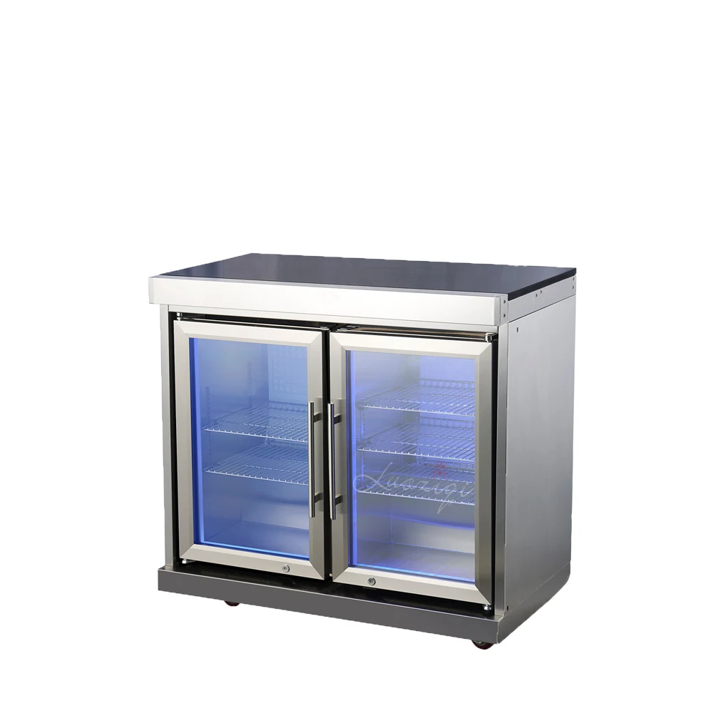 product modular black lpg gas barbecue grill with fridge for outdoor kitchen or garden use-20