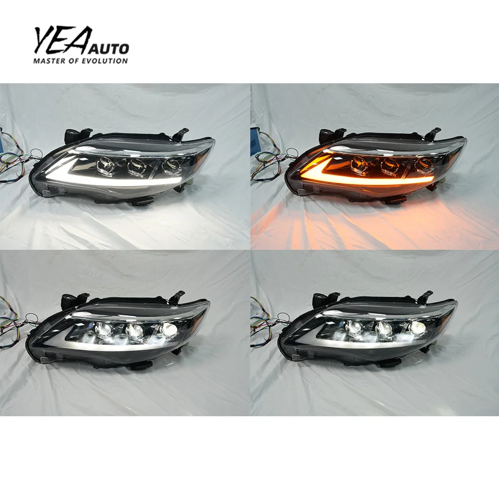 product upgrade led 3 eyes headlights head lamp for toyota corolla headlamp head light led head lights 2010 2011 2013-8