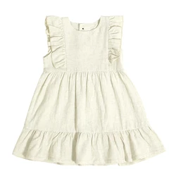 Wholesale bamboo baby girl dress ruffle design baby skirts cute high-waisted A line design midi dresses