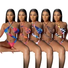 Swimsuit Y8202-new 2021 Summer Fashion Bikini Halter Hollow Out One-piece Swimsuit Women Printed Bodysuit