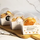 LOKYO Customized Printed Paper Cupcake Toast Puffs Donut Biscuits Packaging Box Takeout Bakery Box With Lid
