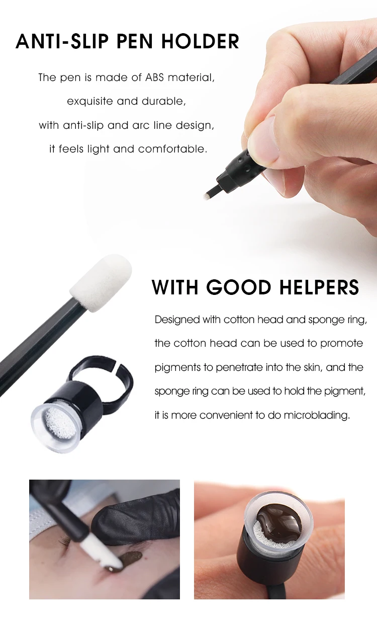 Disposable Manual Microblading Tattoo Pen with 0.16/0.18/0.20/0.25mm Needle Sizes and 14F,16F,16U,18F,18U Models